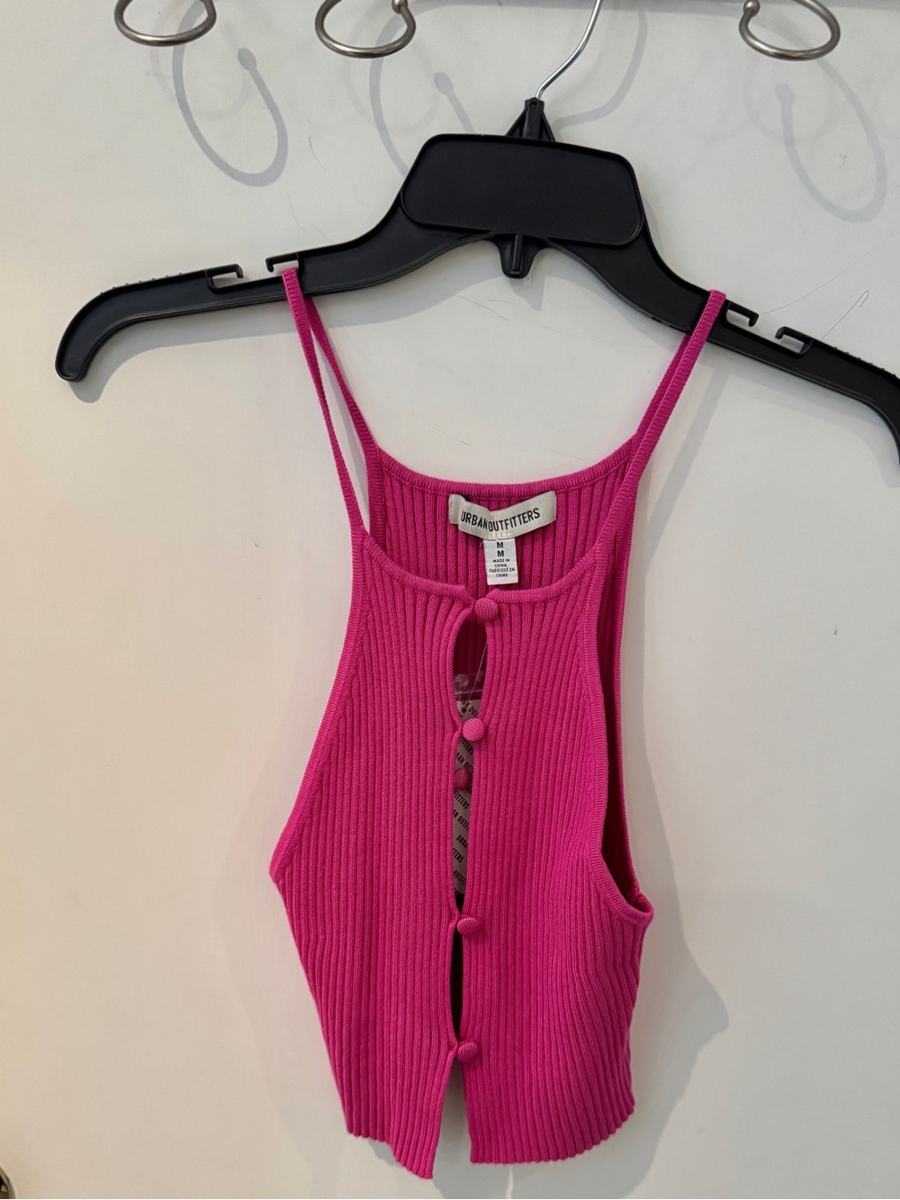 Aritzia Hot Pink Ribbed Button-Front Camisole
